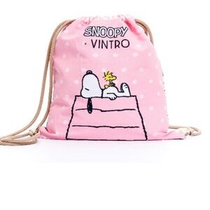 Snoopy Pink Drawstring Backpack